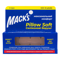 Беруши MACK`S Pillow Soft для взрослых защита от воды и шума до 30 дБ бежевые 2 пары