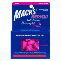Беруші MACK`S Soft Foam Dreamgirl захист від шуму до 33 дБ рожеві 10 пар