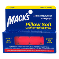 Беруши MACK`S Pillow Soft для взрослых защита от воды и шума до 30 дБ оранжевые 2 пары
