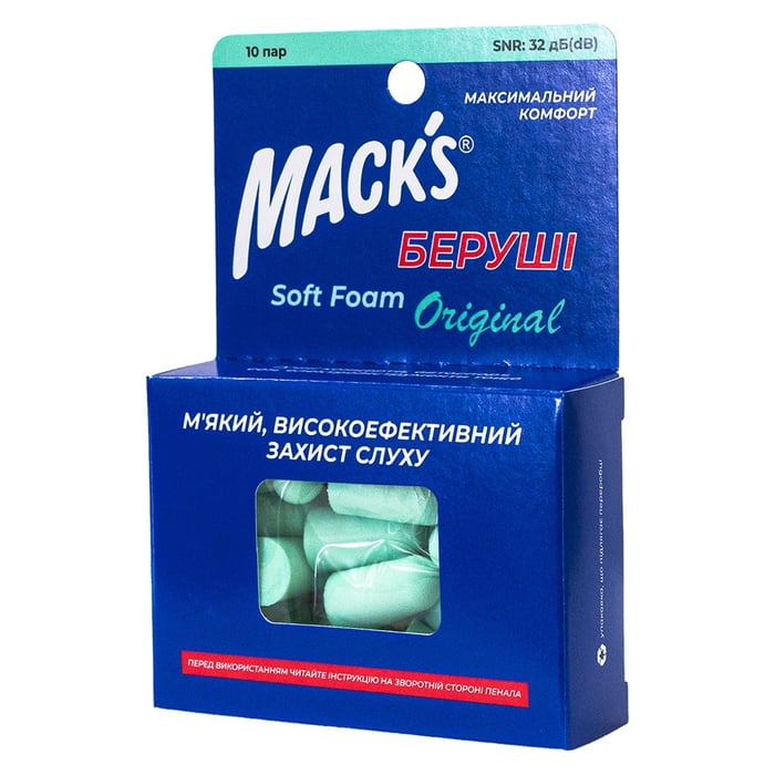 Беруши MACK`S Soft Foam Original защита от шума до 32 дБ 10 пар