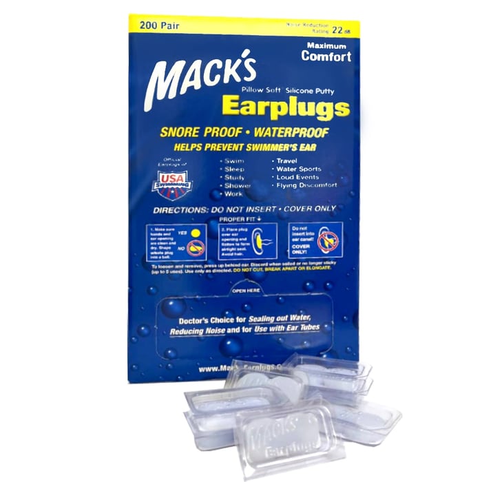 Беруши MACK`S Pillow Soft для взрослых защита от воды и шума до 22 дБ белые 200 пар